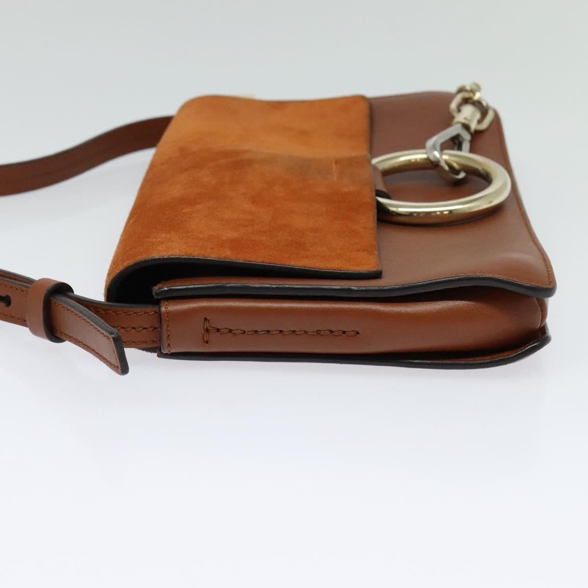 Chloé Chloe Faye Shoulder Bag Leather and Suede Mini Oranje