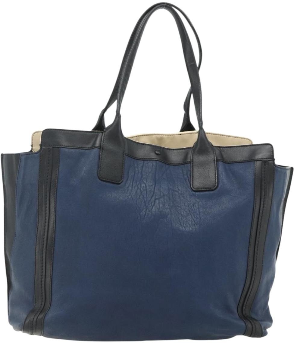 Chloé Chloe Alice Tote Leather Medium Navy
