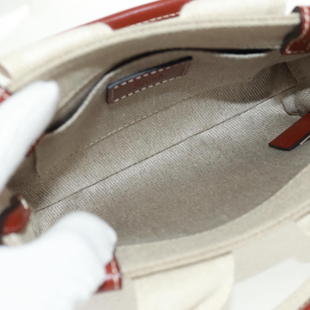 Chloé Chloe Woody Tote Canvas with Leather Small Beige