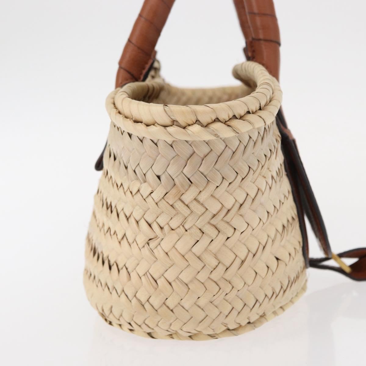 Chloé Chloe Marcie Basket Bag Raffia and Leather Mini Beige