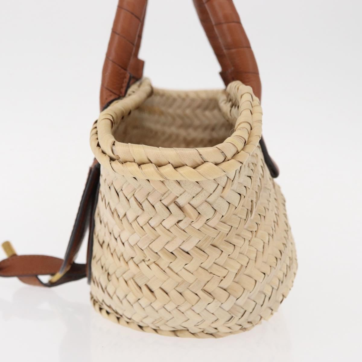 Chloé Chloe Marcie Basket Bag Raffia and Leather Mini Beige