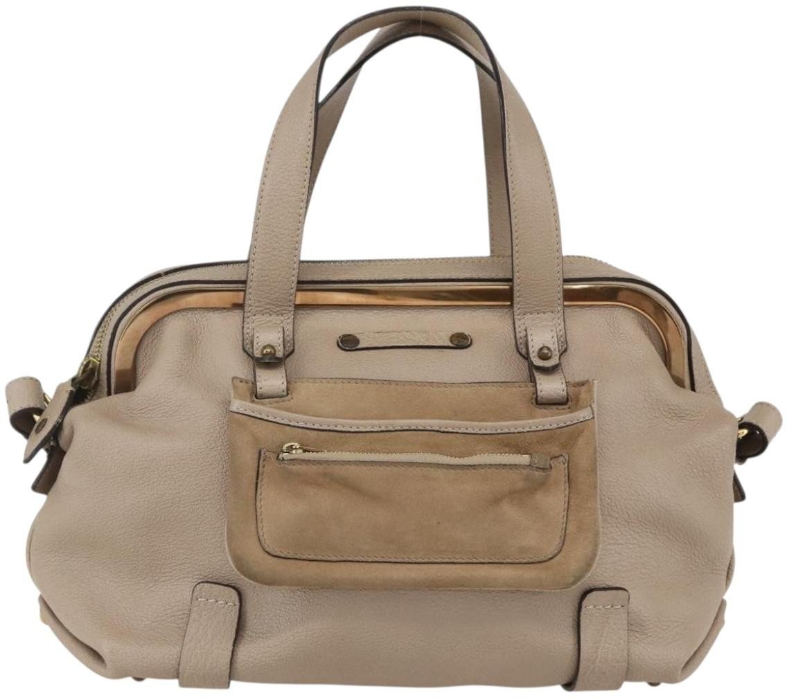 Chloé Chloe Abby Convertible Frame Satchel Leather with Suede Beige