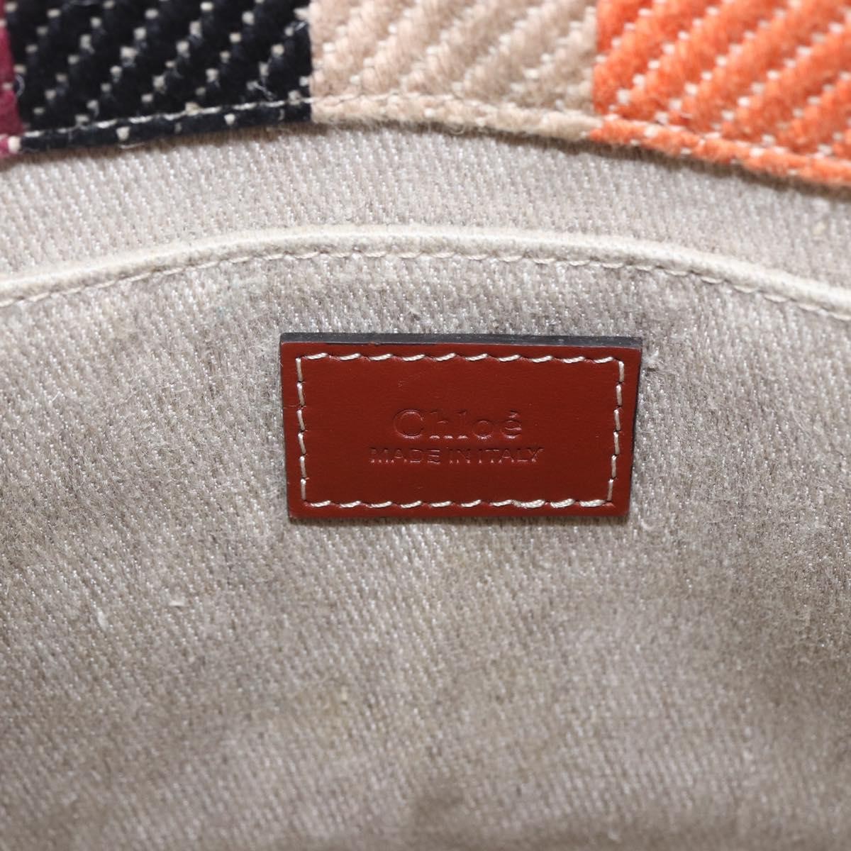 Chloé Chloe Woody Tote Striped Canvas with Leather Medium Divers