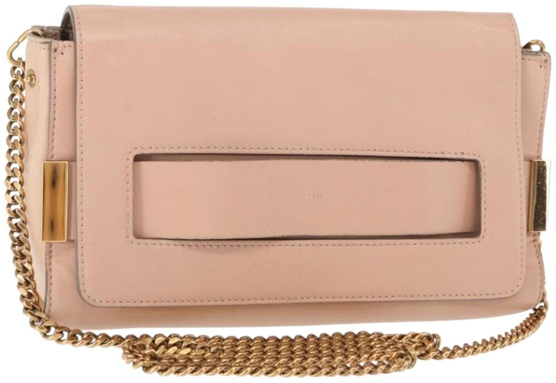 Chloé Chloe Elle Chain Clutch Leather Medium Roze