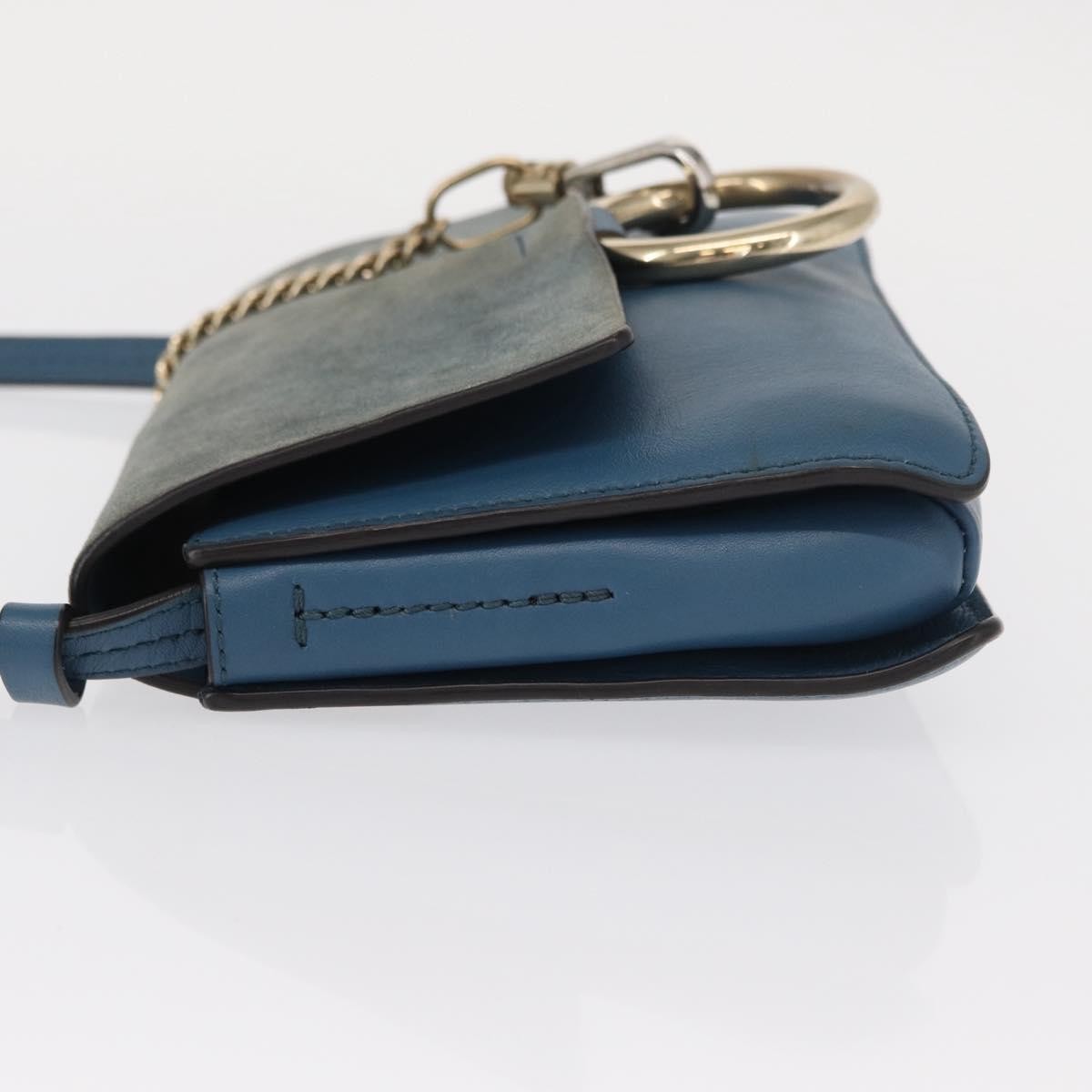 Chloé Chloe Faye Shoulder Bag Leather and Suede Small Blauw