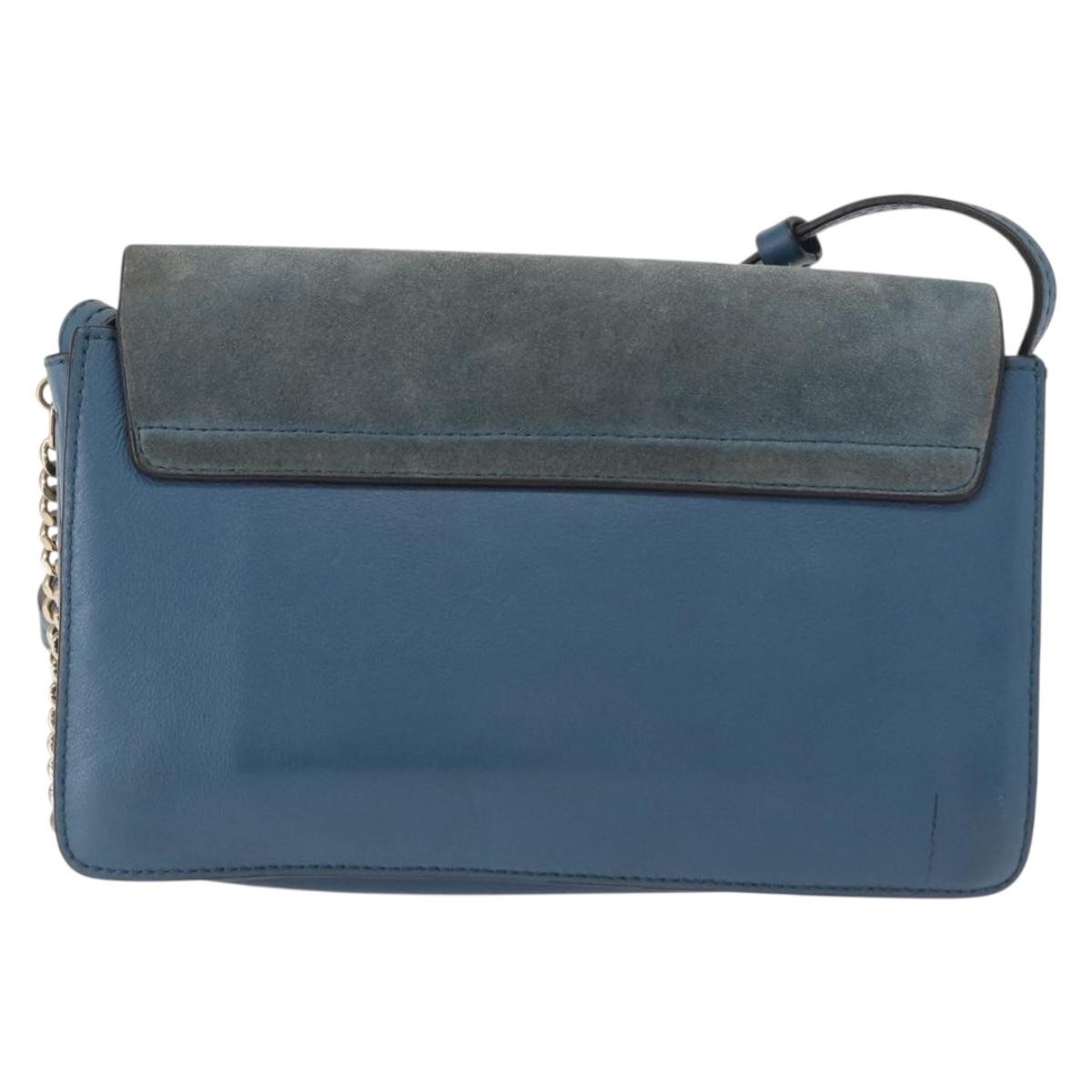 Chloé Chloe Faye Shoulder Bag Leather and Suede Small Blauw