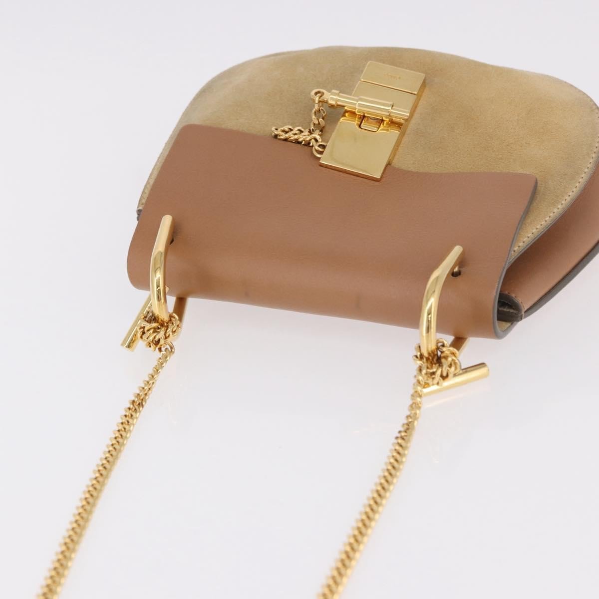 Chloé Chloe Drew Shoulder Bag Leather Mini Beige