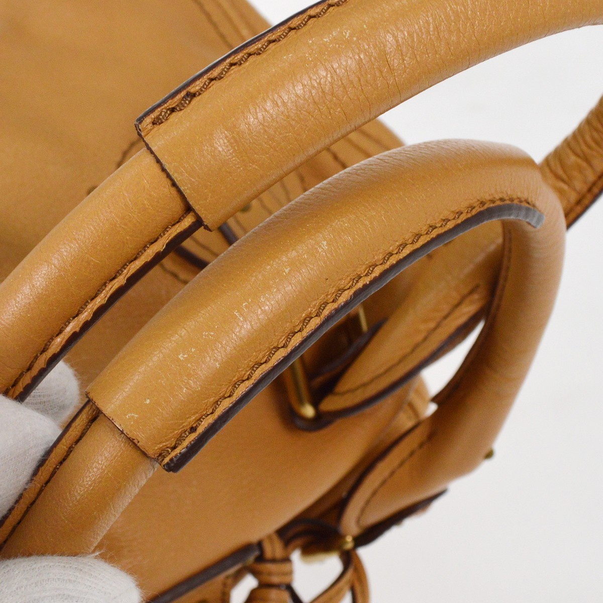 Chloé Chloe Paddington Lock Handbag Leather Medium Beige