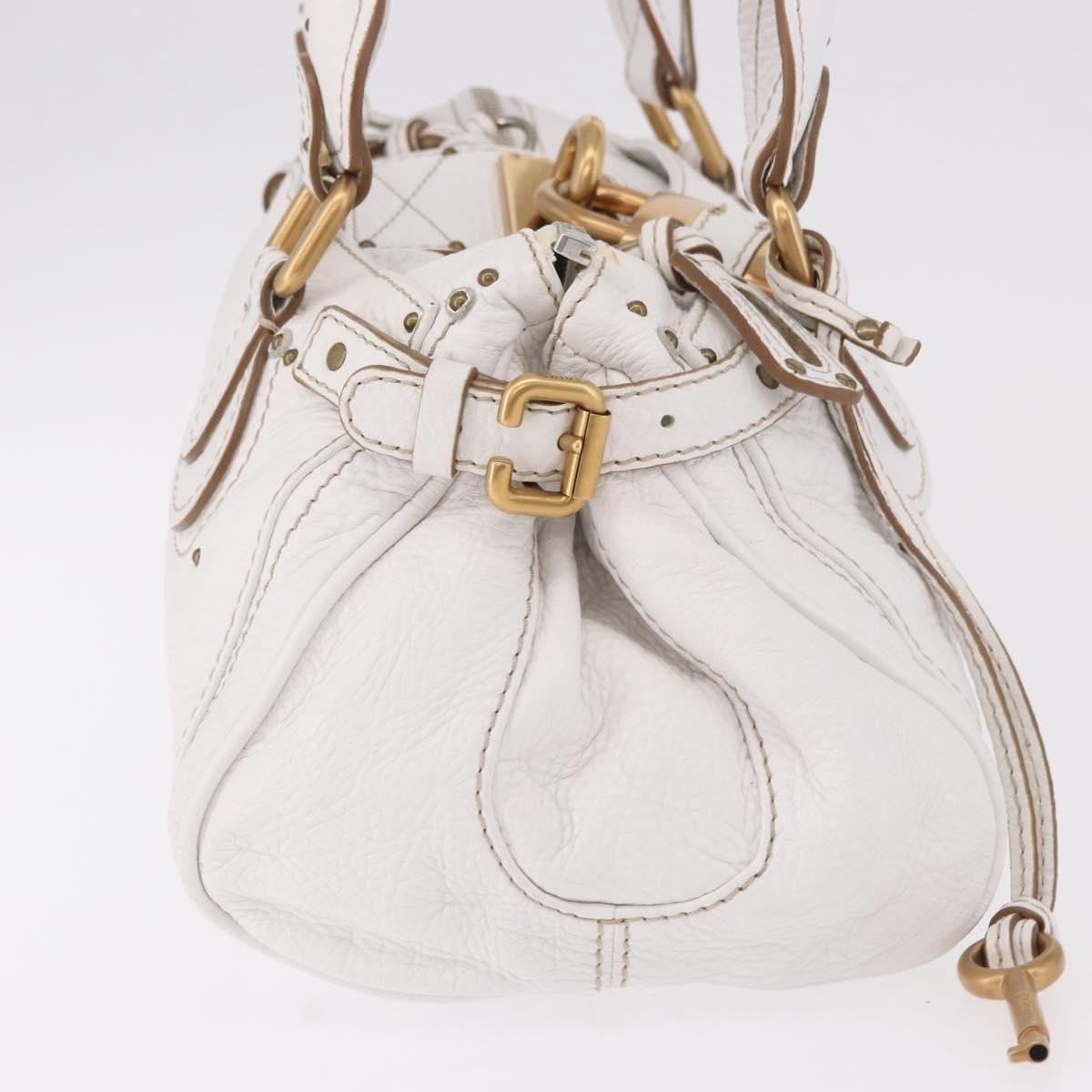 Chloé Chloe Paddington Lock Handbag Leather Medium Wit