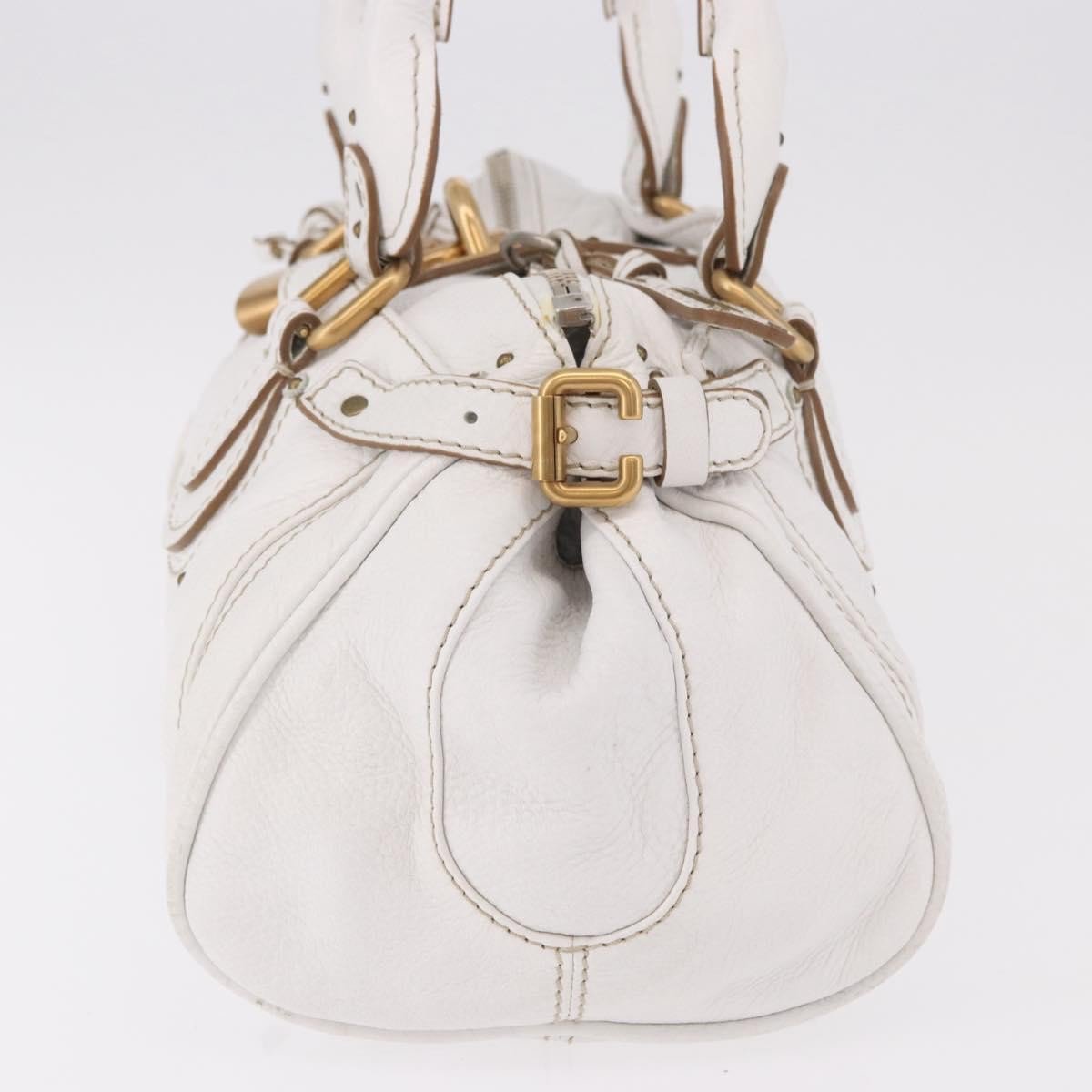 Chloé Chloe Paddington Lock Handbag Leather Medium Wit
