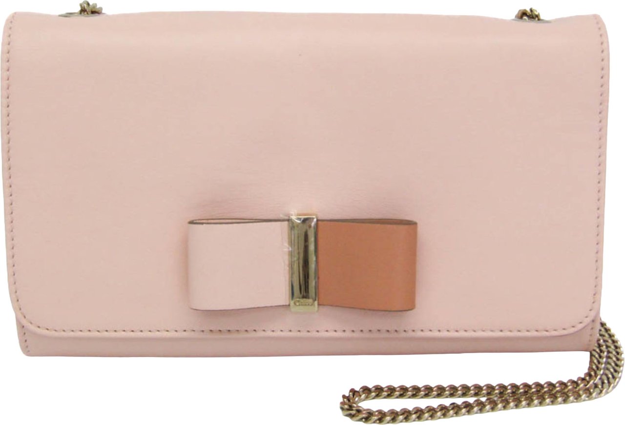 Chloé Chloe Bow Detail Wallet on Chain Leather Roze
