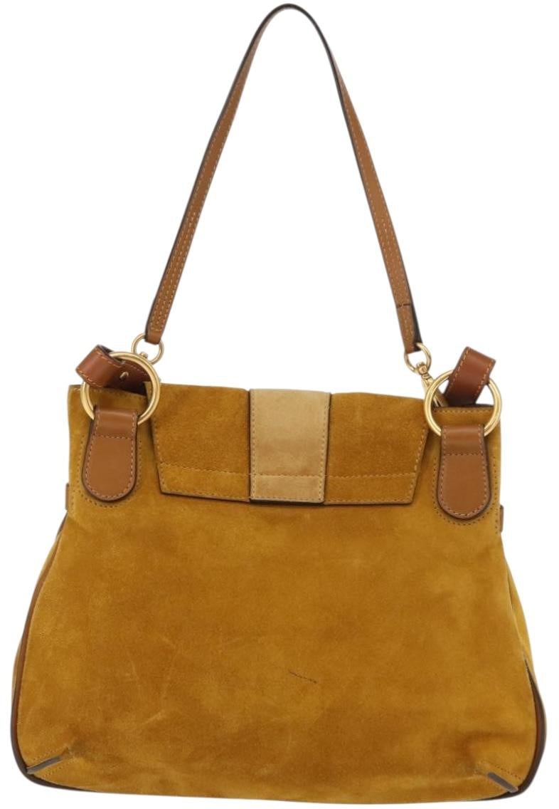 Chloé Chloe Lexa Crossbody Bag Suede Medium Goud