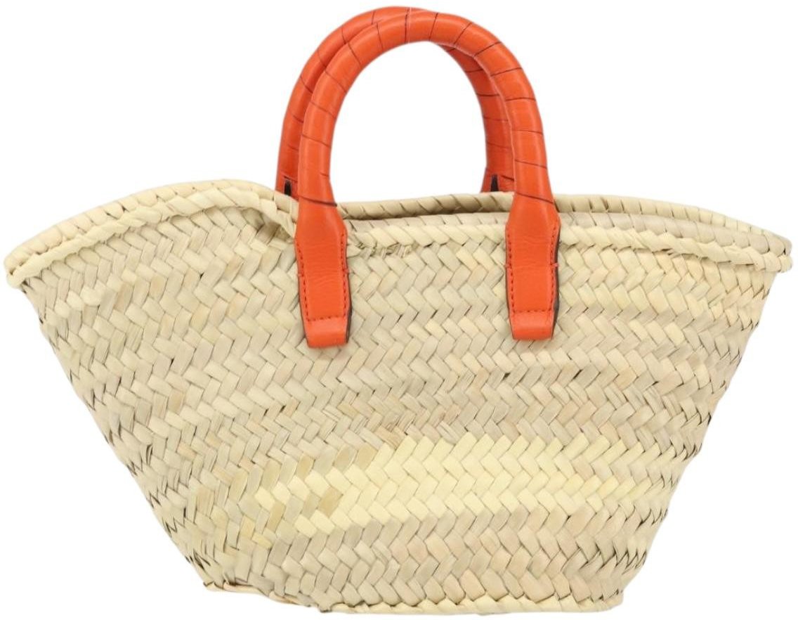 Chloé Chloe Marcie Basket Bag Raffia and Leather Medium Beige