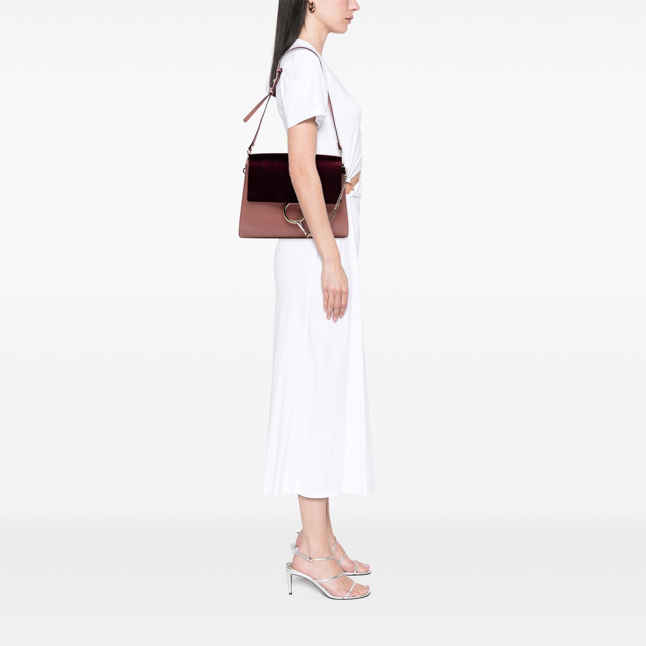 Chloé Medium Calfskin and Suede Faye Crossbody Roze