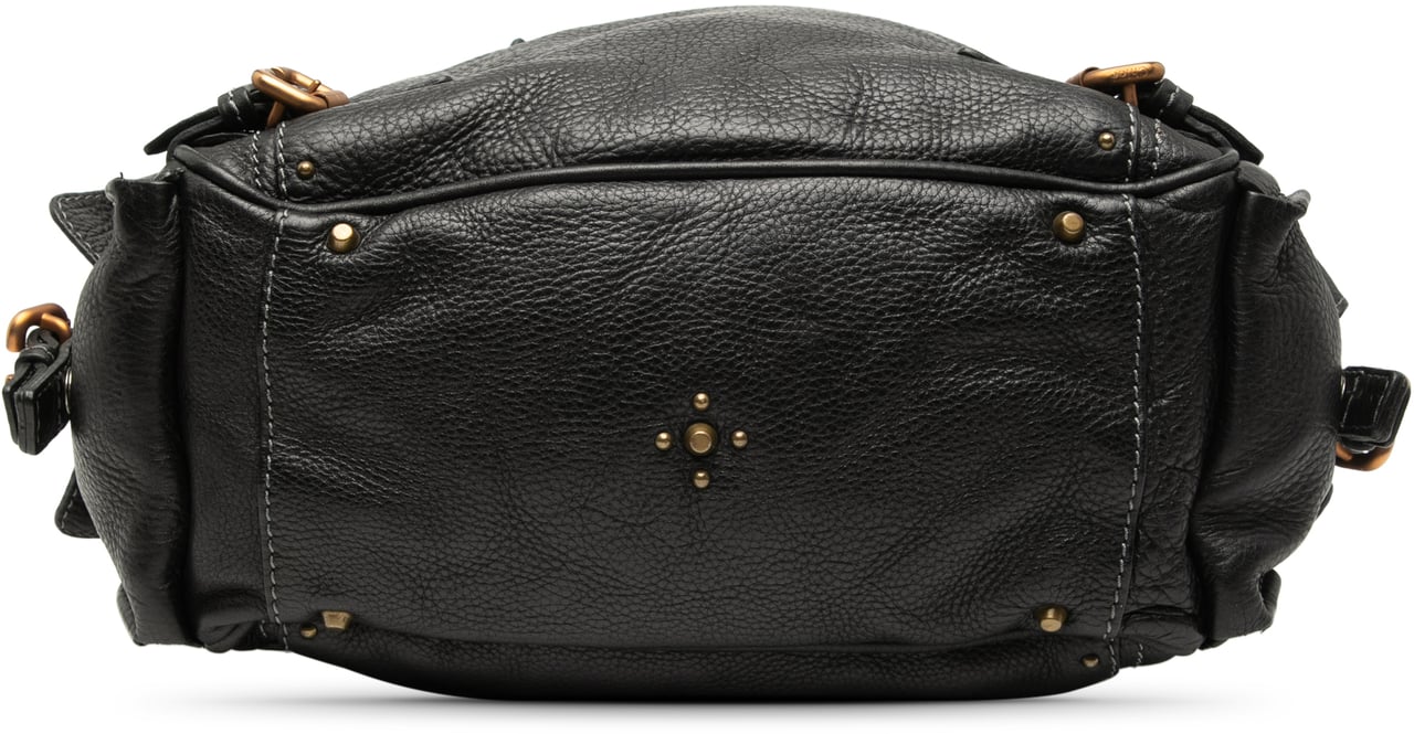 Chloé Large Grained Leather Paddington Handbag Zwart