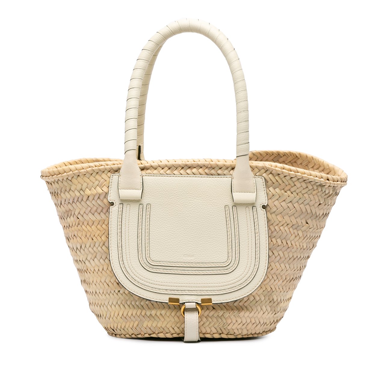 Chloé Medium Raffia Marcie Basket Tote Bruin