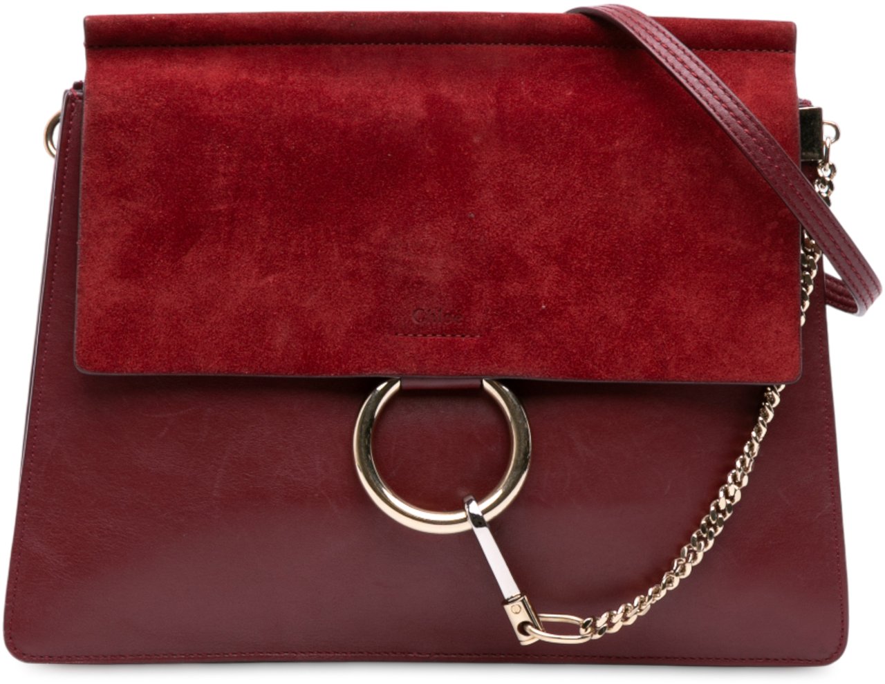 Chloé Medium Calfskin and Suede Faye Crossbody Rood