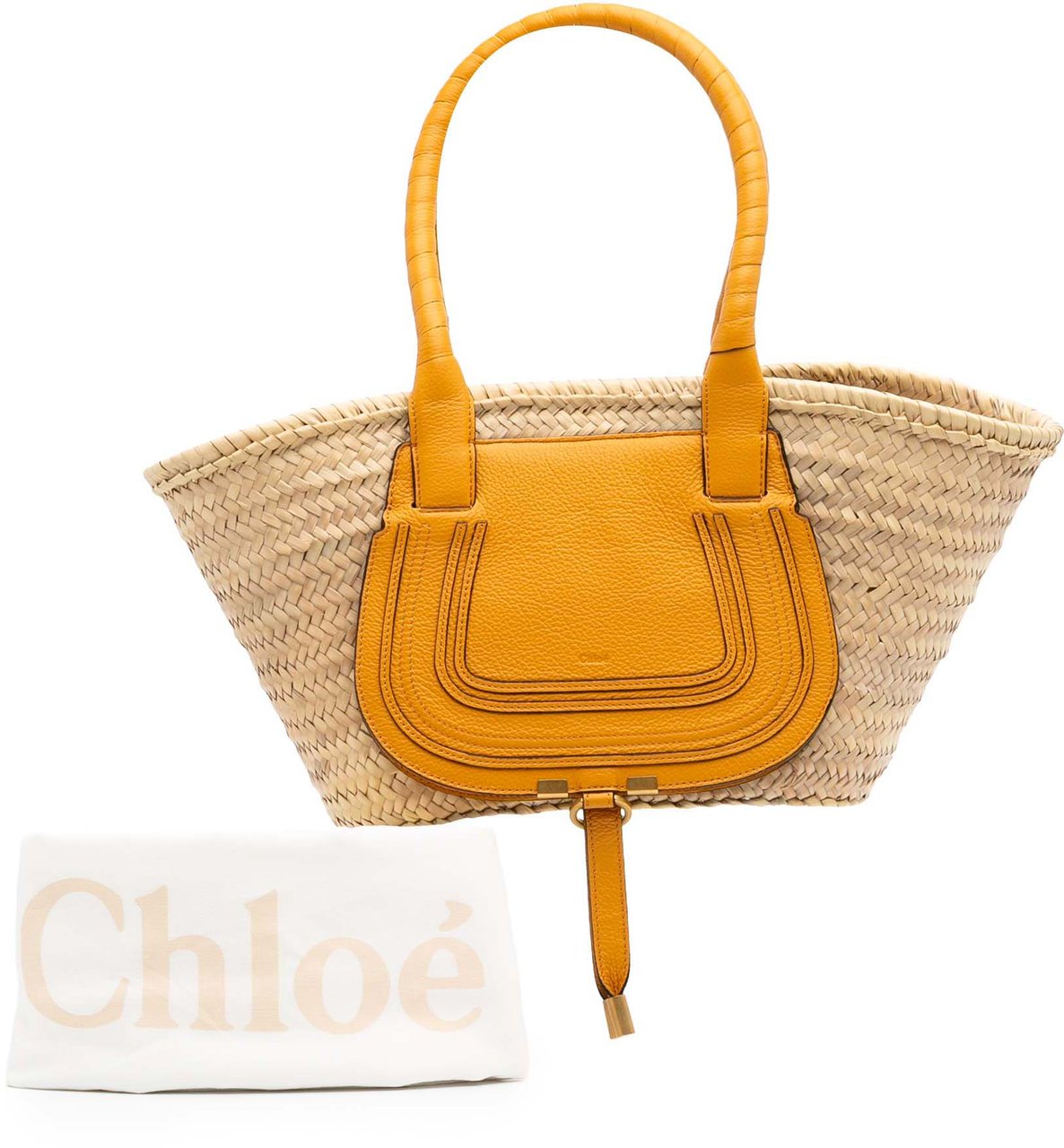 Chloé Medium Raffia Marcie Basket Tote Bruin
