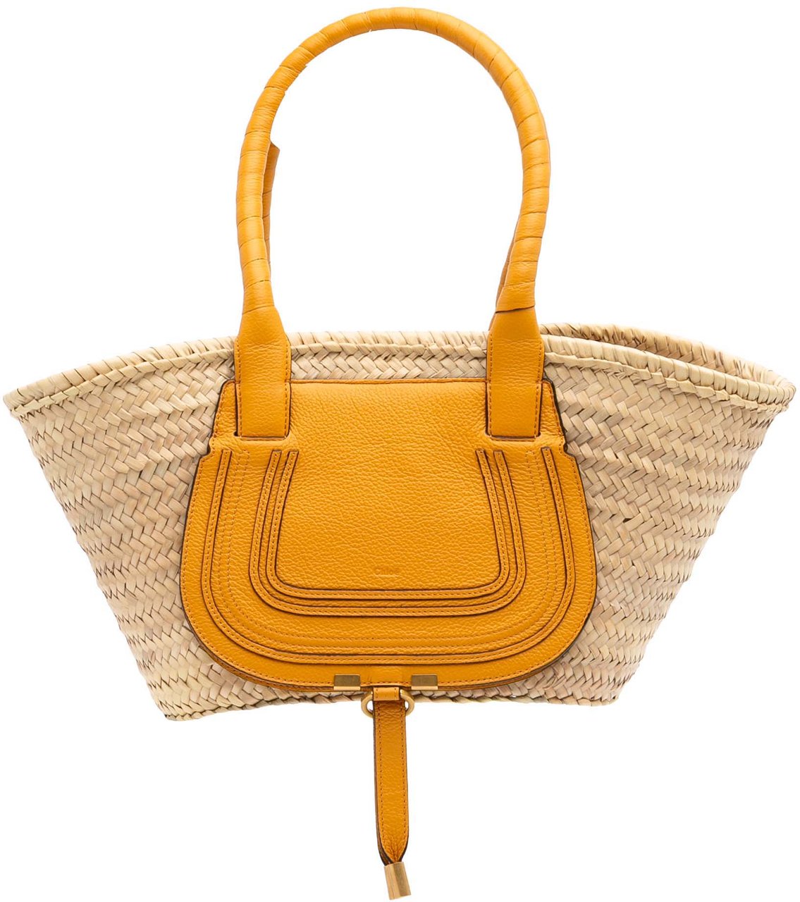 Chloé Medium Raffia Marcie Basket Tote Bruin