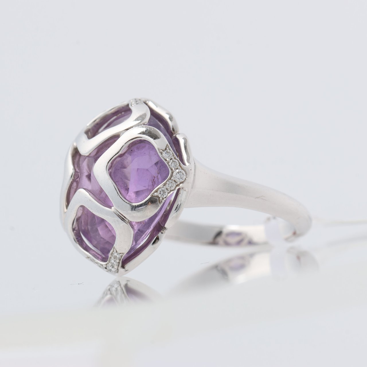 Chopard Chopard Imperiale Amethyst Diamond 18k White Gold Cocktail Ring, Size 51 EU Divers