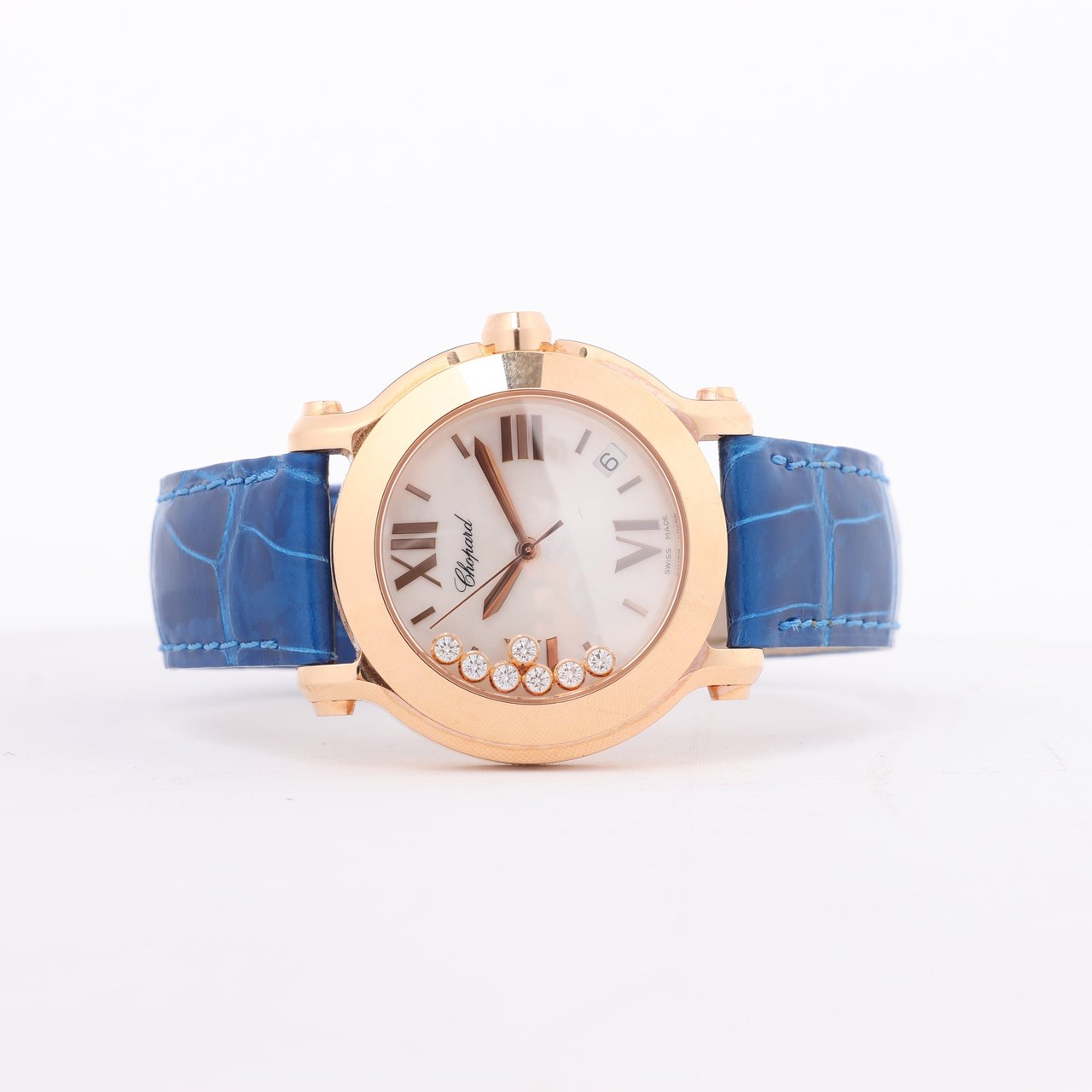 Chopard Chopard Happy Sport 277471-5001 Leather x RG QZ Silver-Face Watch Zilver