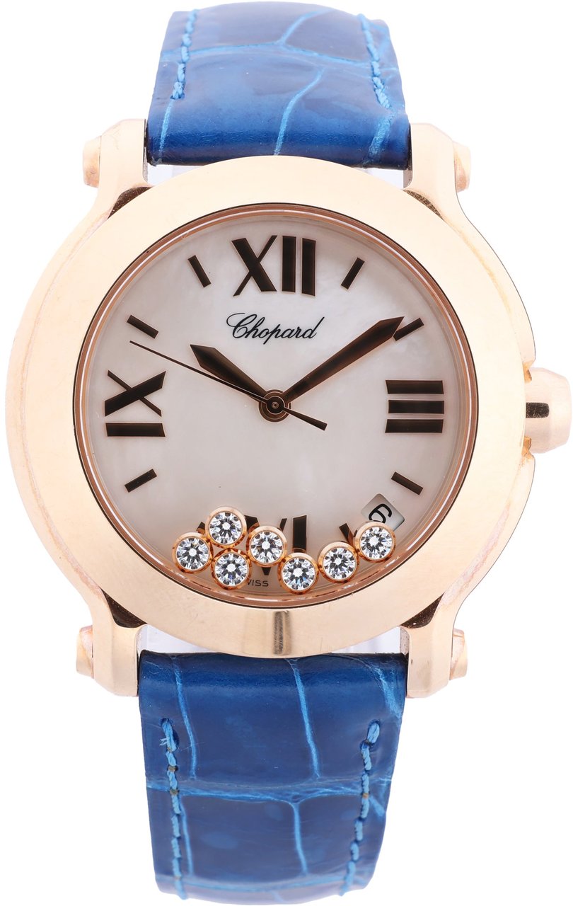 Chopard Chopard Happy Sport 277471-5001 Leather x RG QZ Silver-Face Watch Zilver