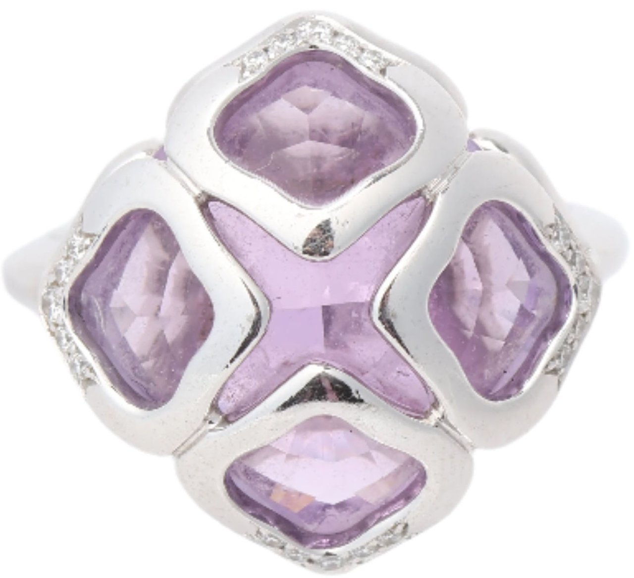 Chopard Chopard Imperiale Amethyst Diamond 18k White Gold Cocktail Ring, Size 51 EU Divers