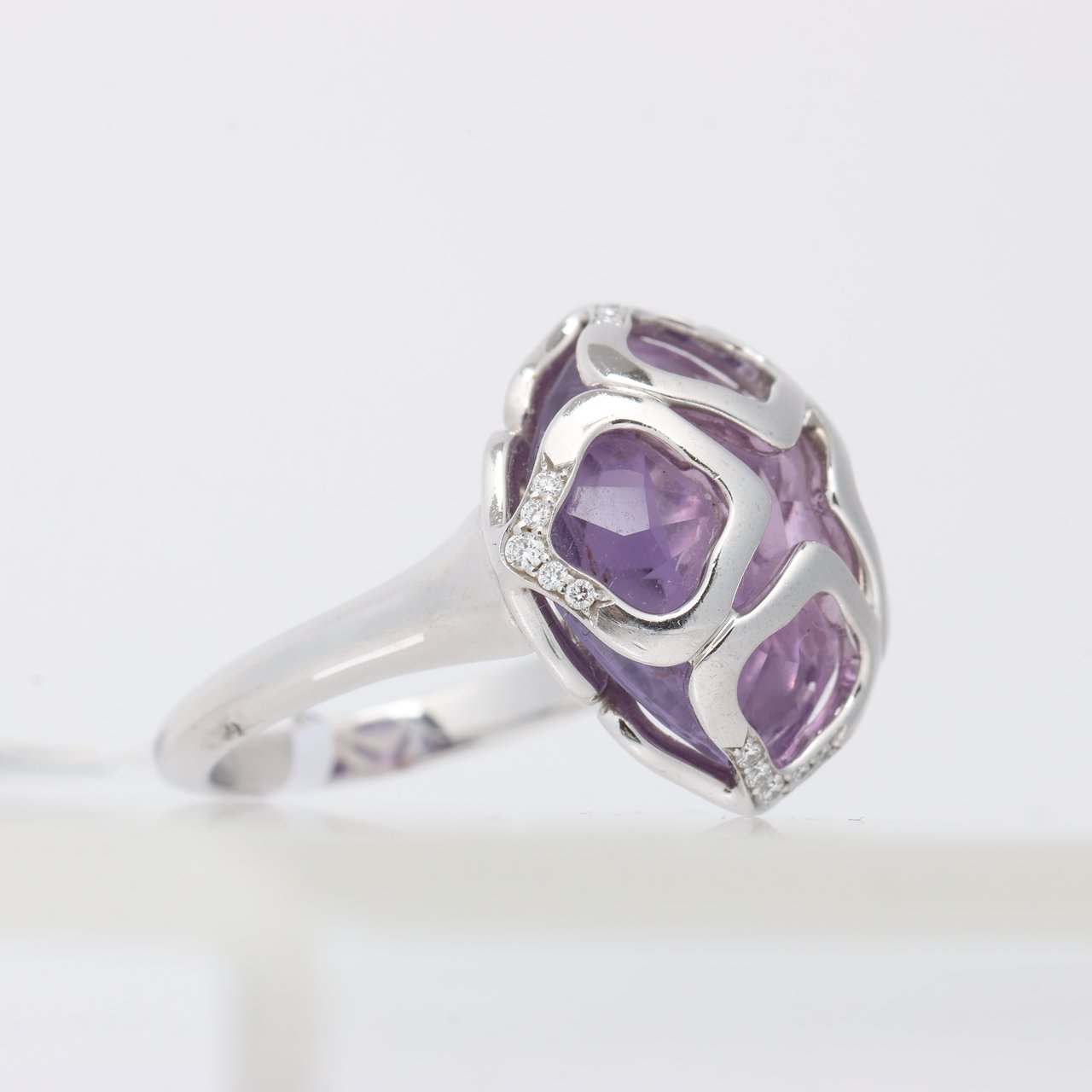 Chopard Chopard Imperiale Amethyst Diamond 18k White Gold Cocktail Ring, Size 51 EU Divers