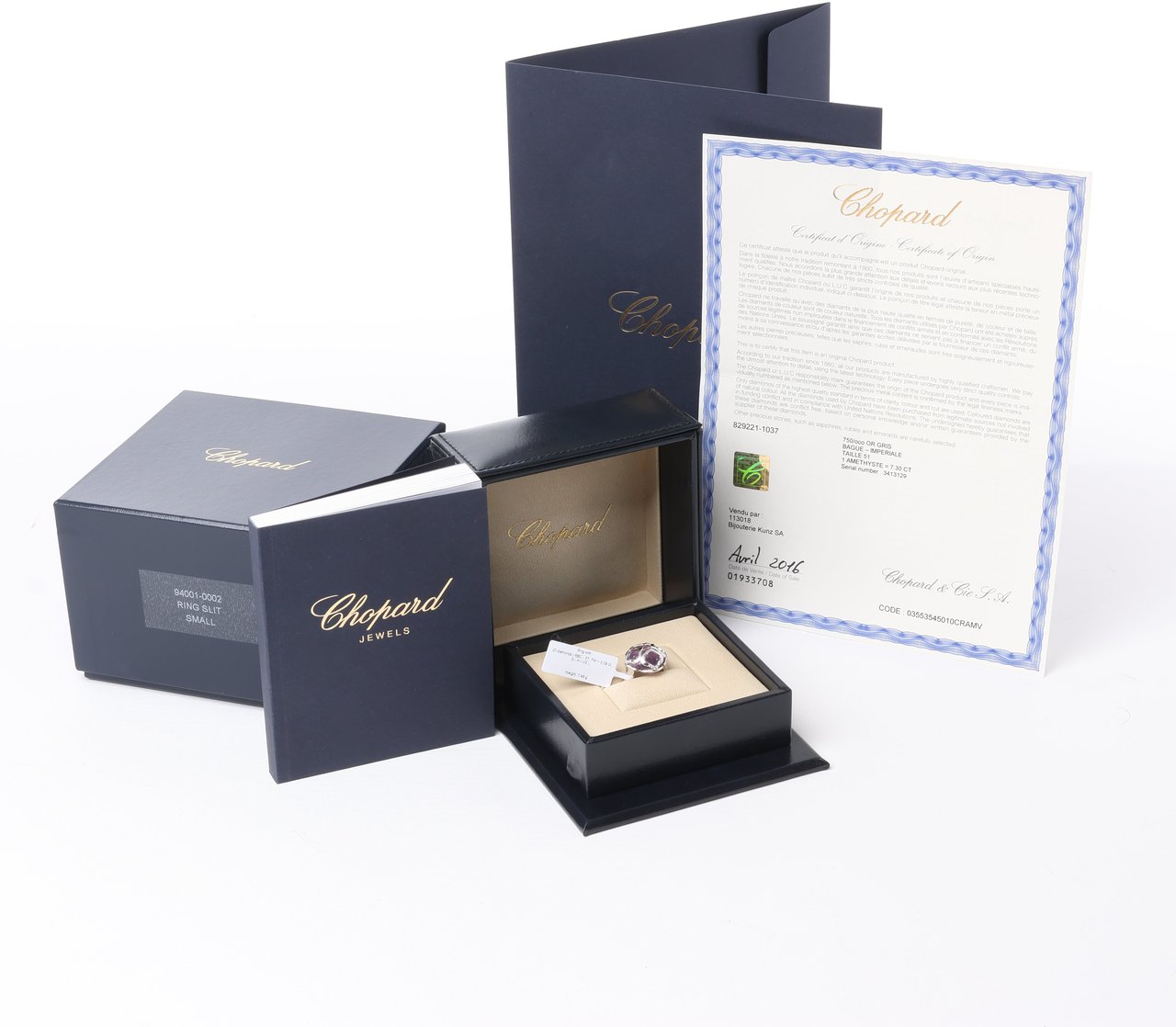 Chopard Chopard Imperiale Amethyst Diamond 18k White Gold Cocktail Ring, Size 51 EU Divers