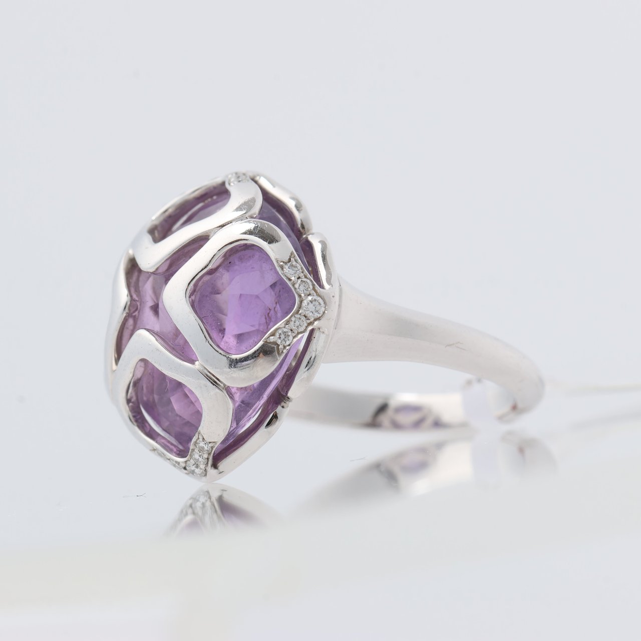 Chopard Chopard Imperiale Amethyst Diamond 18k White Gold Cocktail Ring, Size 51 EU Divers