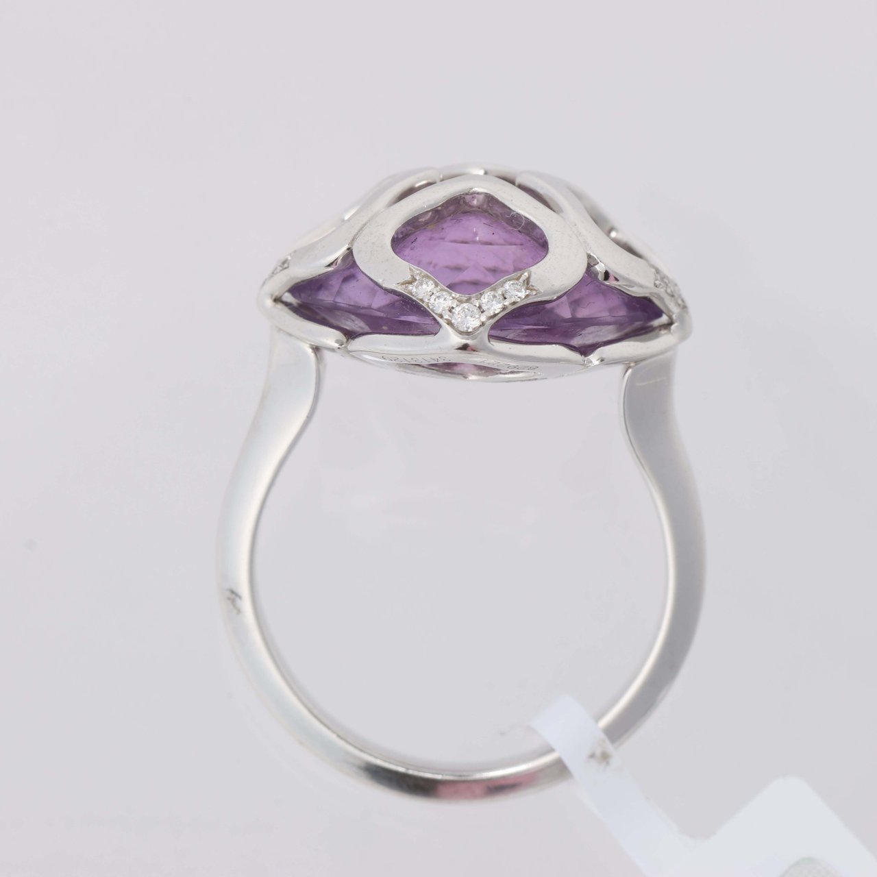 Chopard Imperiale Amethyst Diamond 18k White Gold Cocktail Ring, Size 51 EU Divers