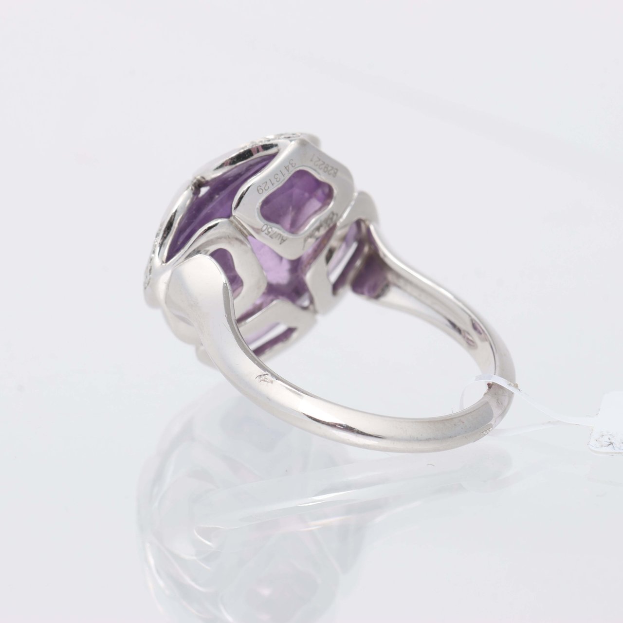 Chopard Imperiale Amethyst Diamond 18k White Gold Cocktail Ring, Size 51 EU Divers