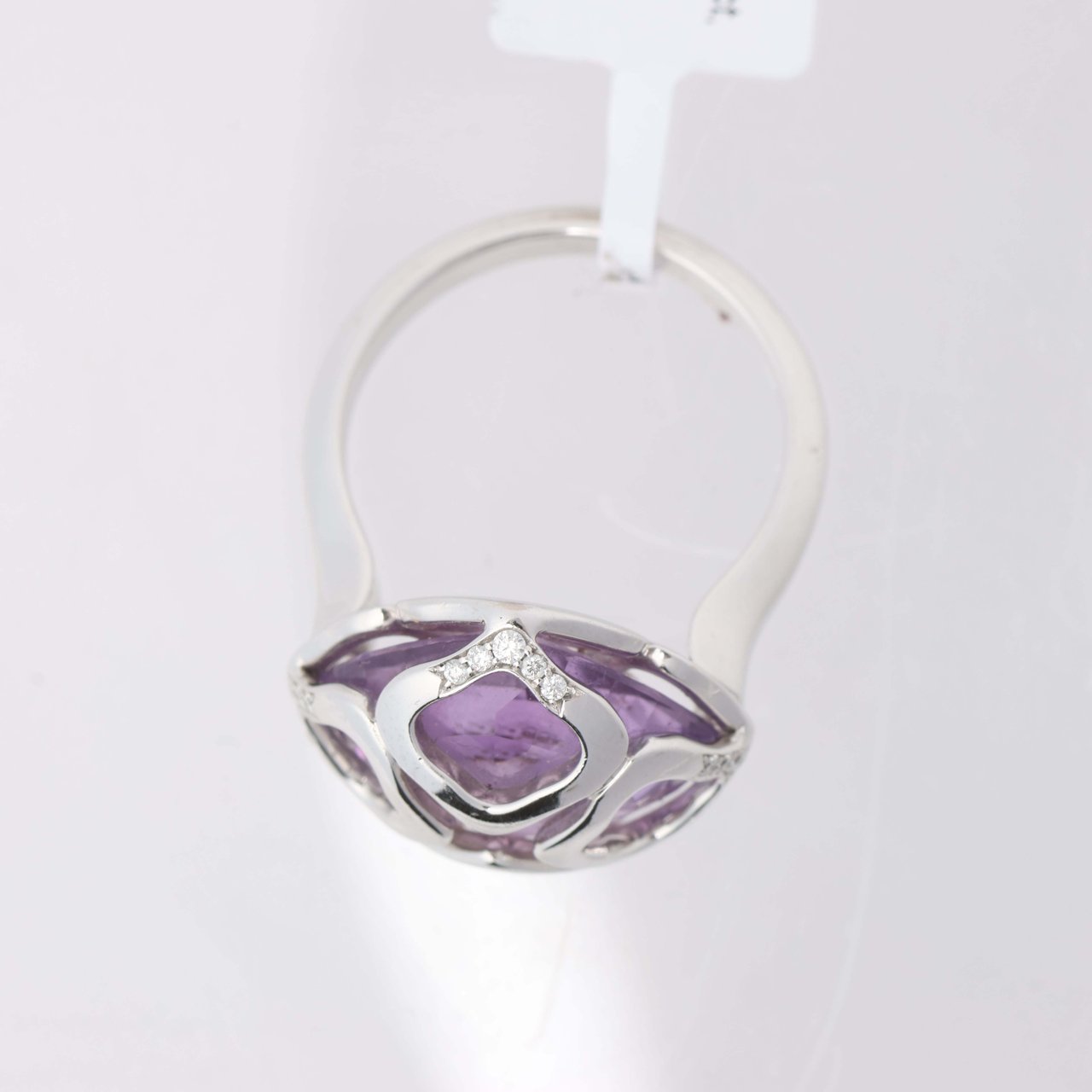 Chopard Imperiale Amethyst Diamond 18k White Gold Cocktail Ring, Size 51 EU Divers