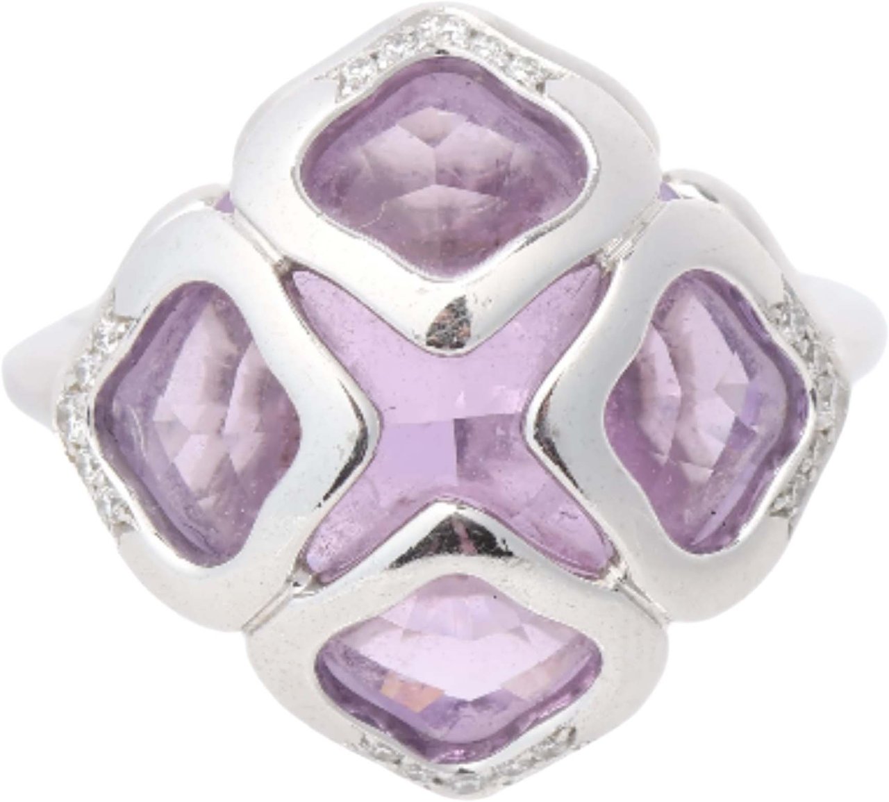 Chopard Imperiale Amethyst Diamond 18k White Gold Cocktail Ring, Size 51 EU Divers