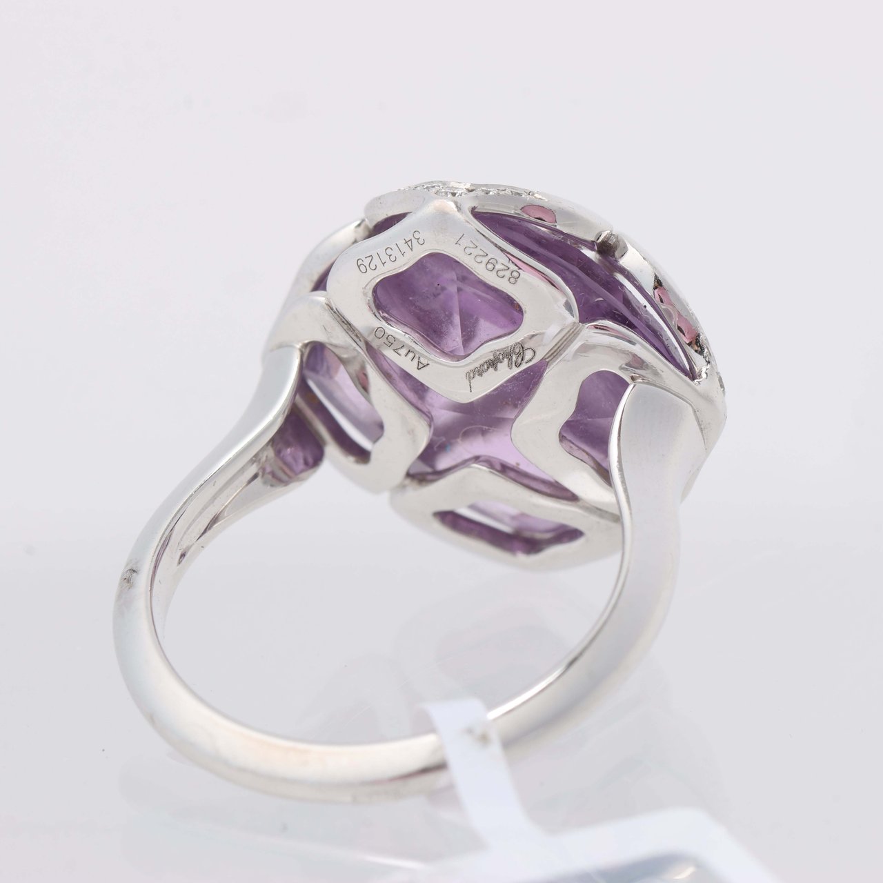 Chopard Imperiale Amethyst Diamond 18k White Gold Cocktail Ring, Size 51 EU Divers