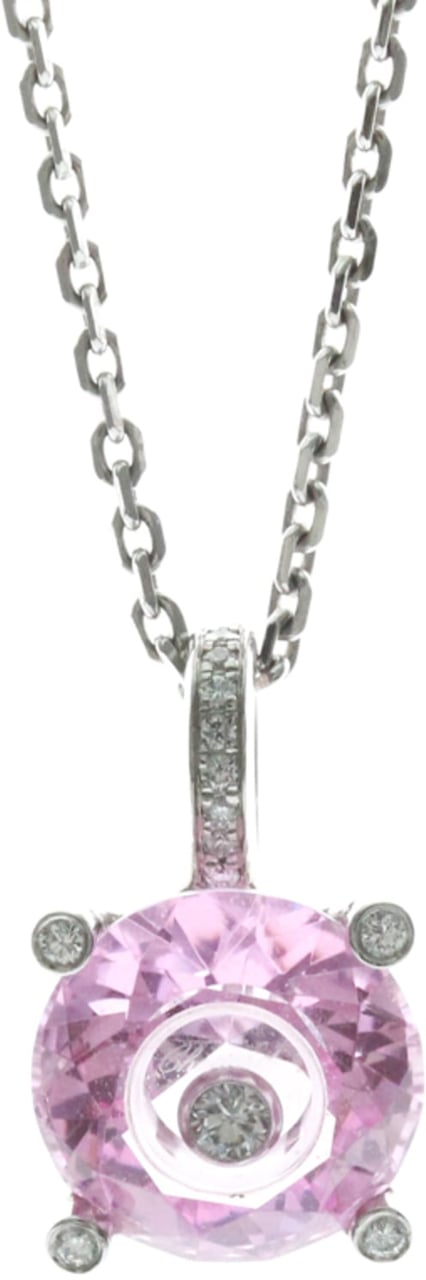 Chopard Happy Diamonds 5 Diamond Round Pendant 18K White Gold with Diamonds Zilver