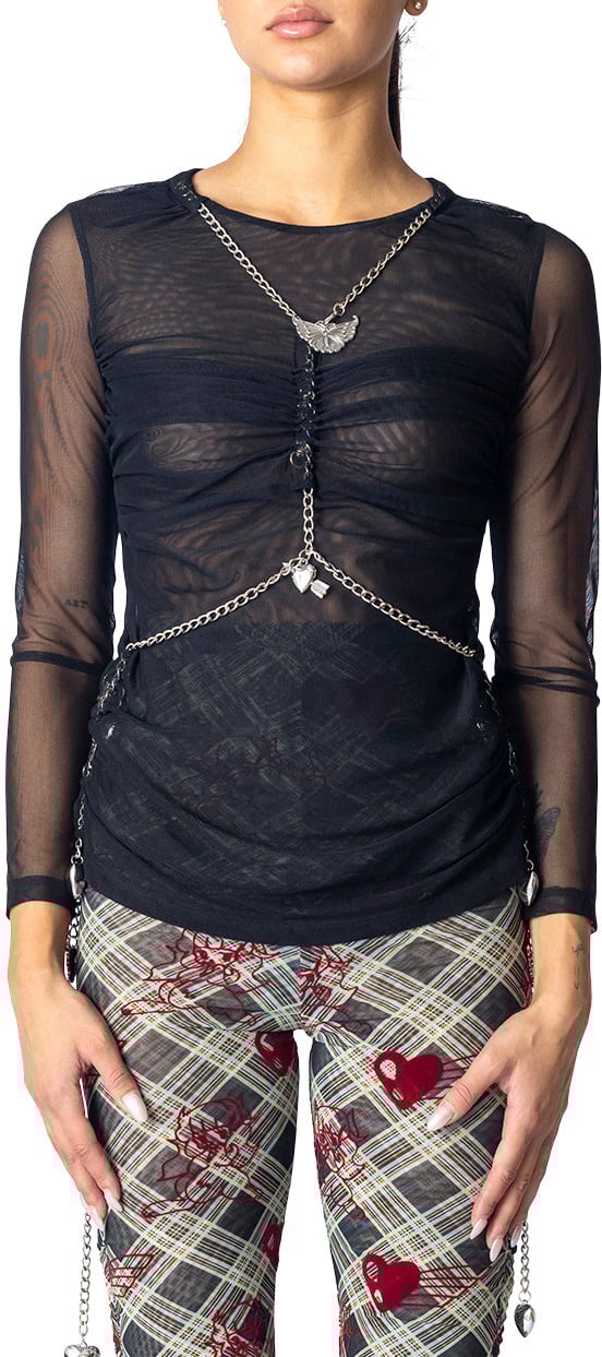 Chopova Lowena SONICSCAPE MESH TOP BLACK Zwart