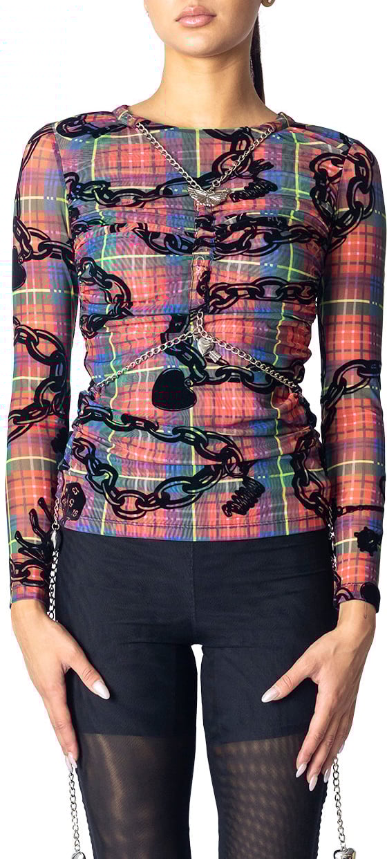 Chopova Lowena SONICSCAPE MESH TOP TARTAN MULTI Divers