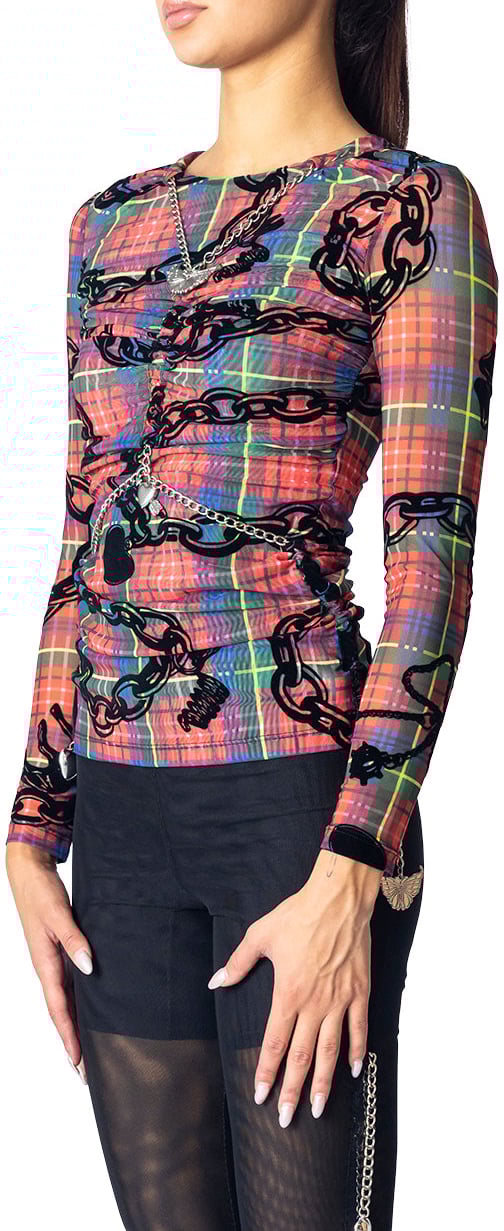 Chopova Lowena SONICSCAPE MESH TOP TARTAN MULTI Divers