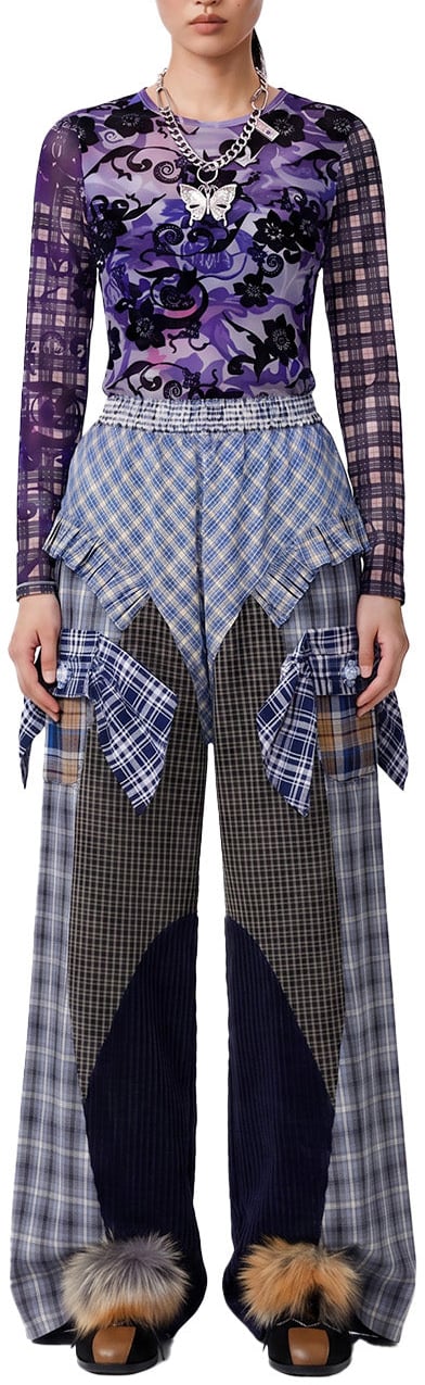 Chopova Lowena LOFT FLOCKED MESH LS TOP PURPLE Divers