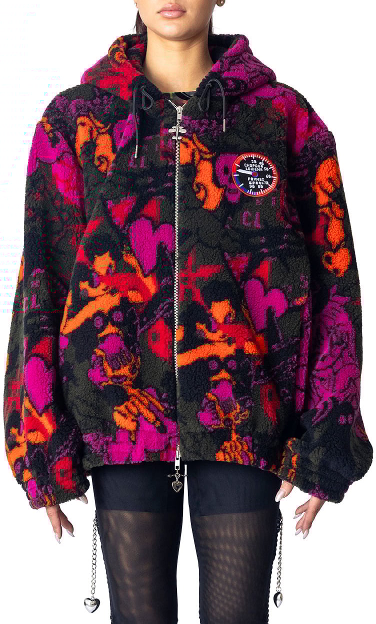 Chopova Lowena ENGINE PARTY OVERSIZED HOODED FLEECE BROWN MULTI Divers