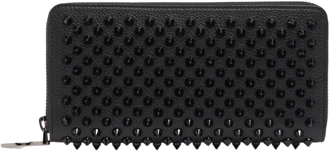Christian Louboutin Elegant black compact wallet with modern texture Zwart