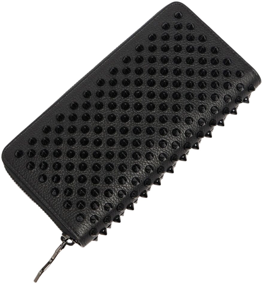 Christian Louboutin Elegant black compact wallet with modern texture Zwart