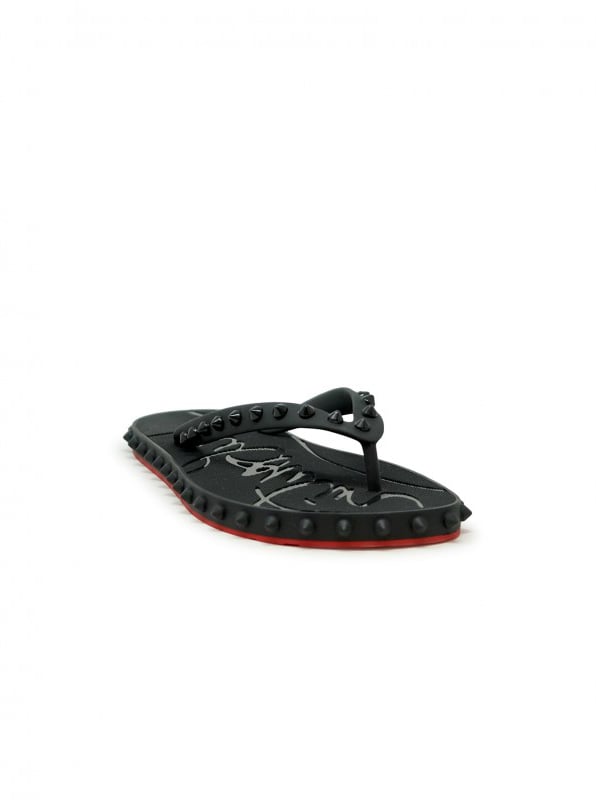Christian Louboutin CHRISTIAN LOUBOUTIN 1230961 BK01 BLACK RUBBER SUPER LOUBI FLAT FLIP THONGS Zwart