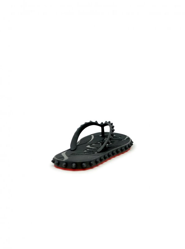 Christian Louboutin CHRISTIAN LOUBOUTIN 1230961 BK01 BLACK RUBBER SUPER LOUBI FLAT FLIP THONGS Zwart