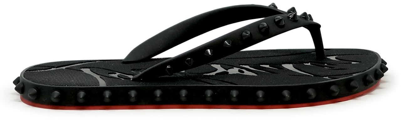 Christian Louboutin CHRISTIAN LOUBOUTIN 1230961 BK01 BLACK RUBBER SUPER LOUBI FLAT FLIP THONGS Zwart