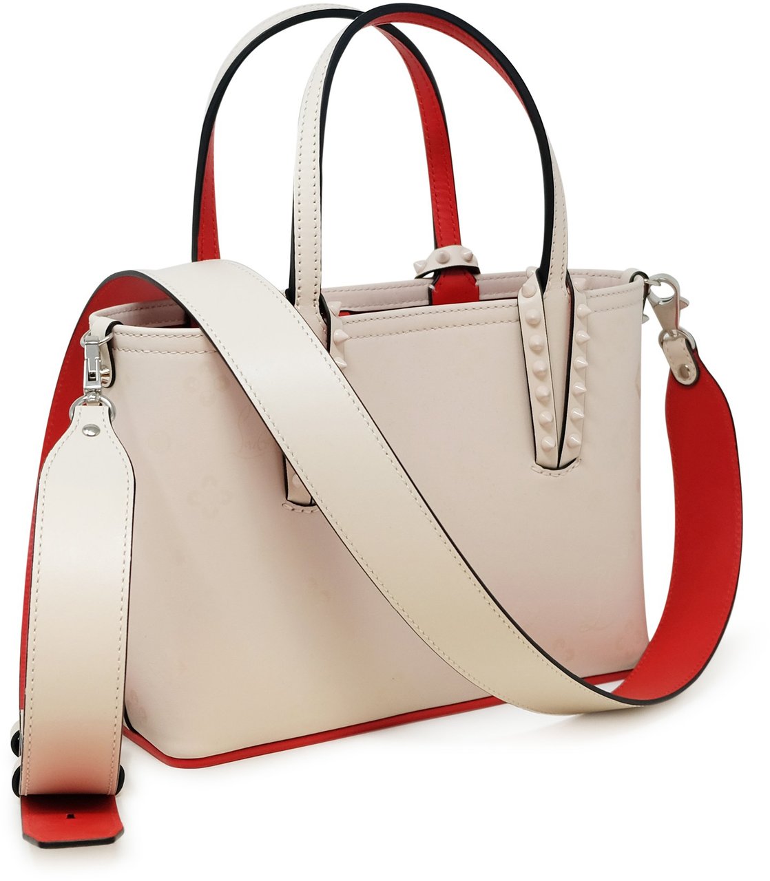 Christian Louboutin CHRISTIAN LOUBOUTIN 1235336 W514 LECHE LEATHER CABATA E/W MINI CALF PARIS LOUBINTHESKY PRINT HANDBAG Roze