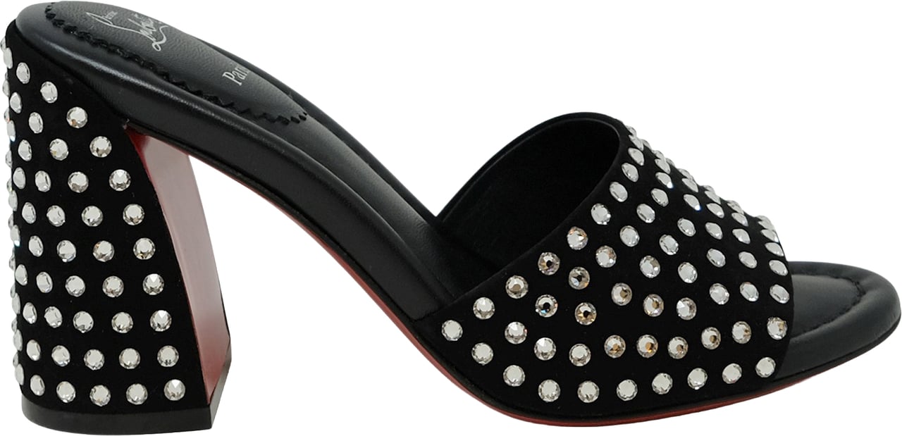 Christian Louboutin CHRISTIAN LOUBOUTIN 1240729 T023 BLACK SUEDE JANE MULE STRASS BOUM 85 SANDALS Zwart