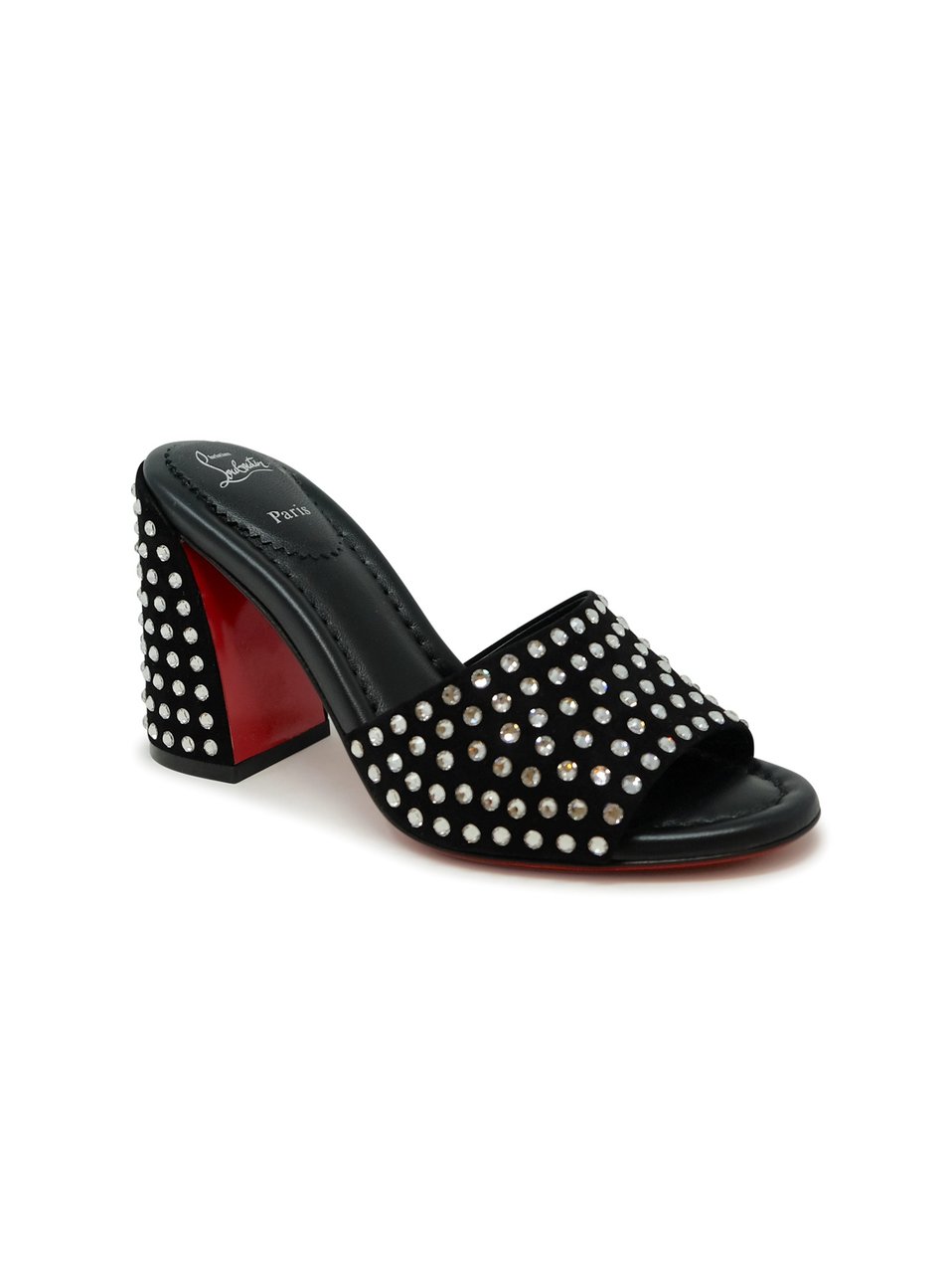 Christian Louboutin CHRISTIAN LOUBOUTIN 1240729 T023 BLACK SUEDE JANE MULE STRASS BOUM 85 SANDALS Zwart