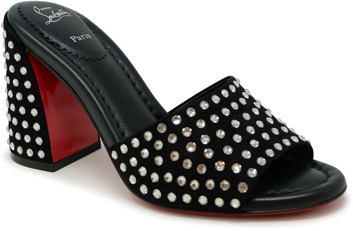 Christian Louboutin CHRISTIAN LOUBOUTIN 1240729 T023 BLACK SUEDE JANE MULE STRASS BOUM 85 SANDALS Zwart